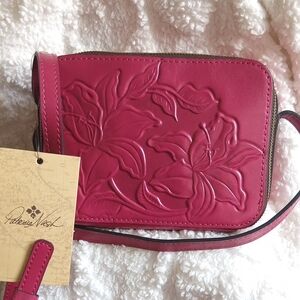 Patricia Nash Fuchsia Embossed Floral Crossbody Bag